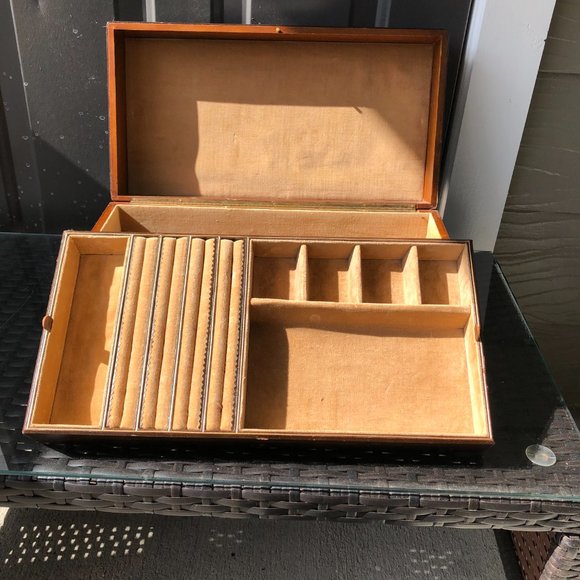 Vintage Leatherette Chestnut Brown Jewelry Box - Made in Italy - Picture 5 of 10